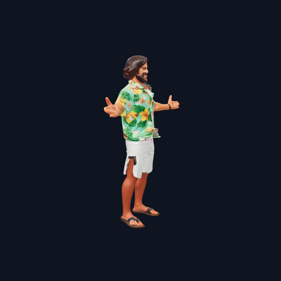 Casual Summer Guy in Hawaiian Shirt Rigged and Animated